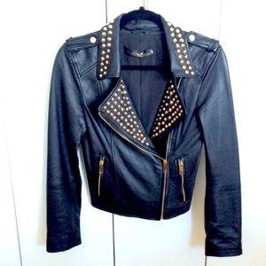Zara black studded biker jacket